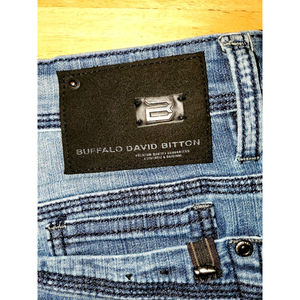 1972 BUFFALO DAVID BITTON Jeans Men 33x32 EVAN-X Slim Stretch Medium Blue Wash